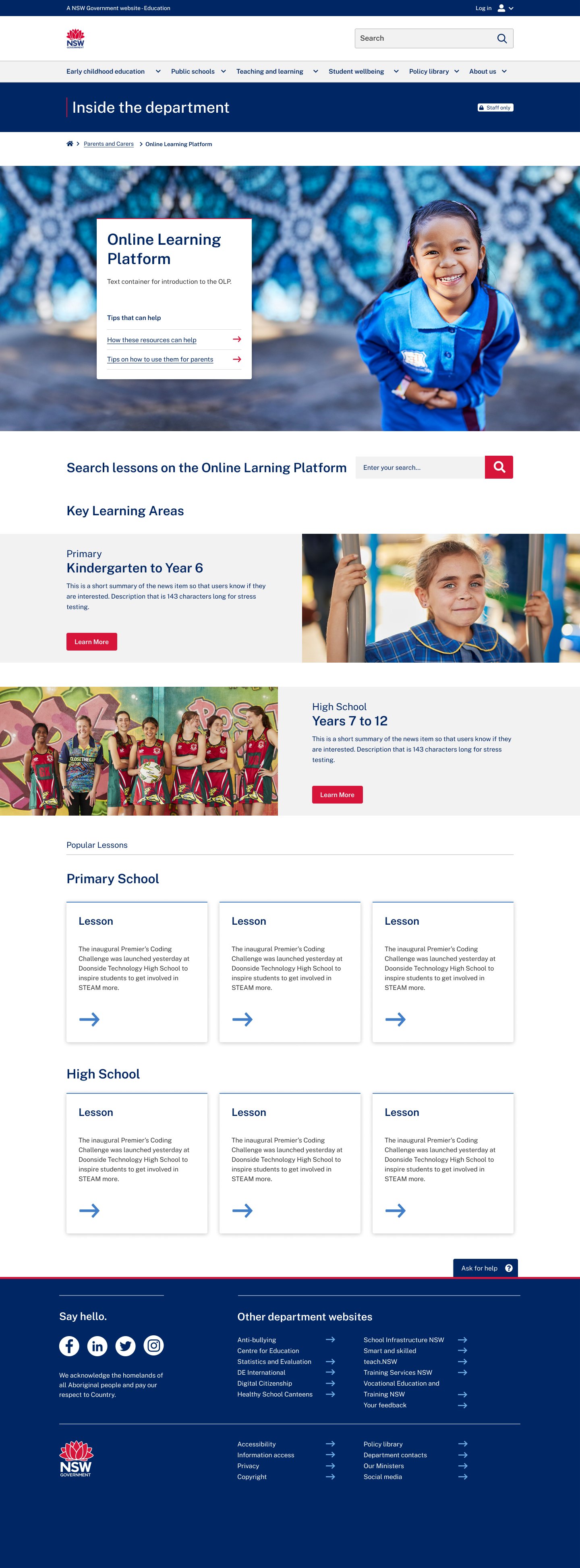 School-year-first landing page exploration