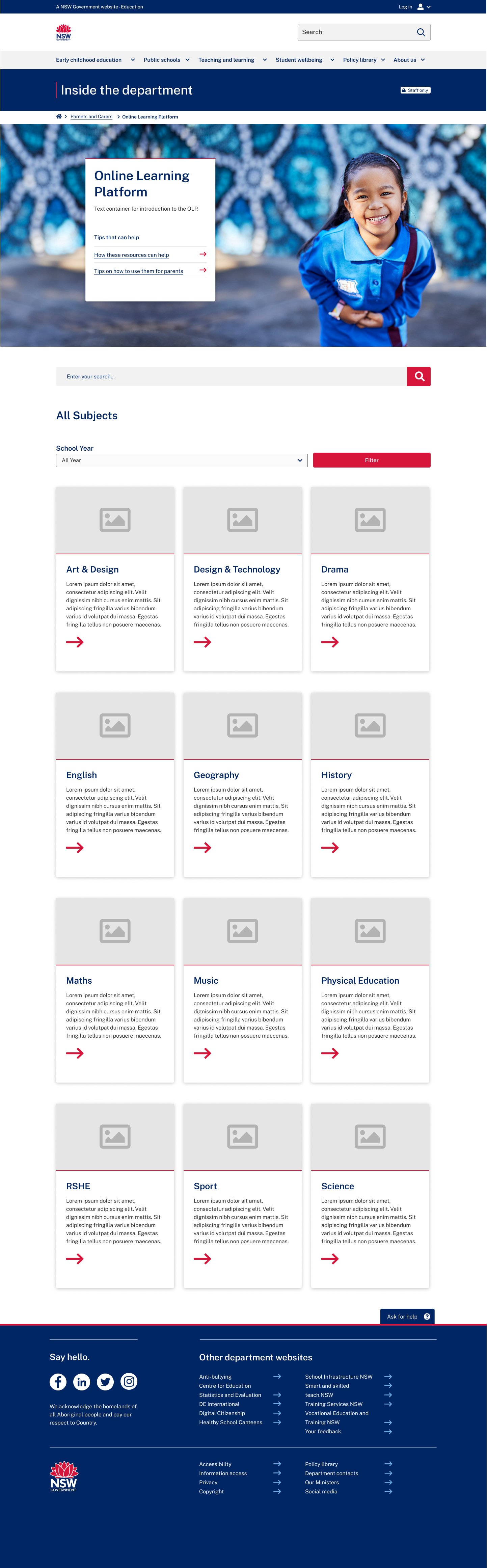 Subject-first landing page exploration