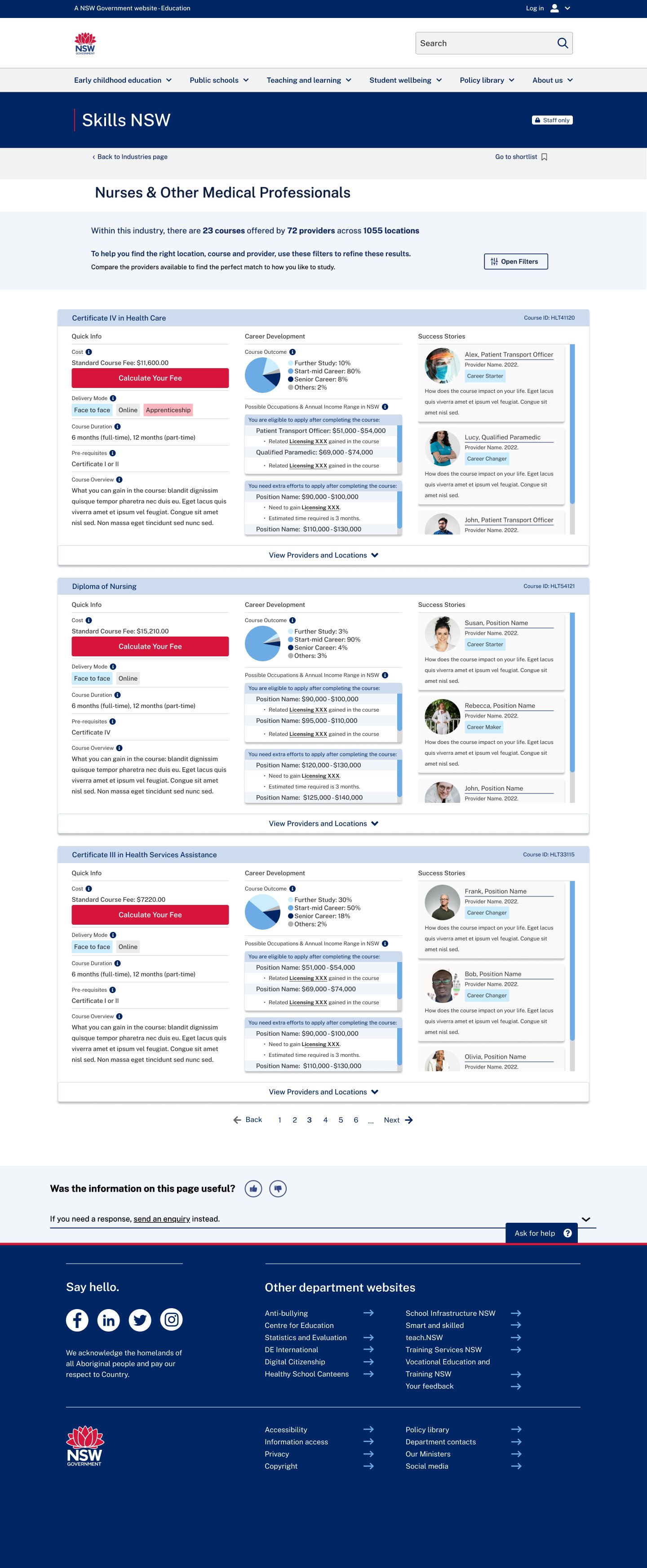 Version 1 — course cards with provider details