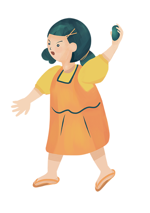 Character action — throwing a stone