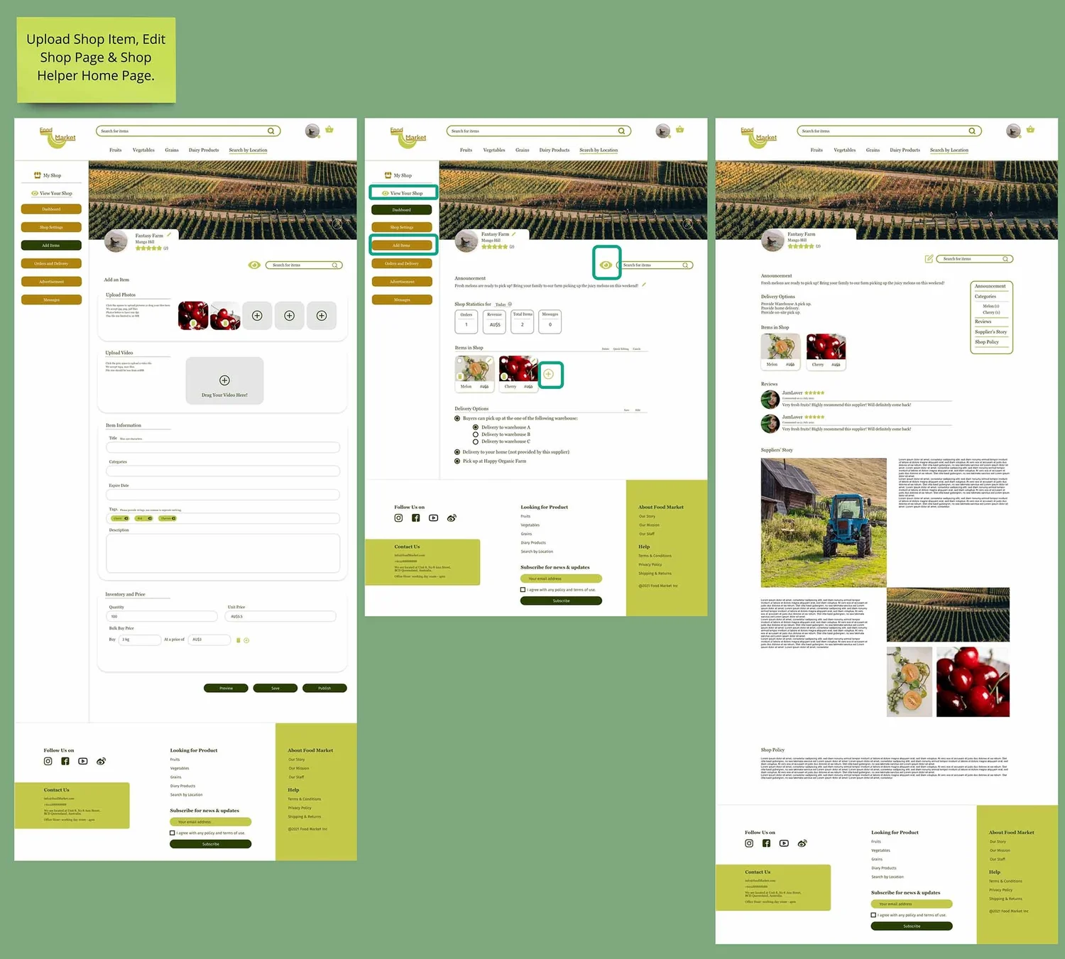Seller interfaces — shop management and product upload
